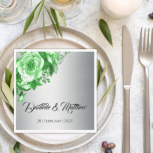 Emerald Elegance Silver Wedding Serviette