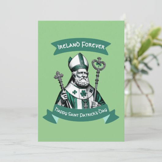 Emerald Elegance: St. Patrick's Day Bishop Tribute Einladung (Stehend Vorderseite)
