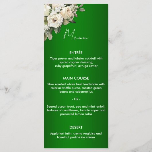 Emerald Elegance Wedding Menu Menükarte (Vorderseite)