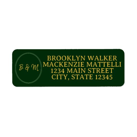 Emerald Elegance Wedding Return Address Label (Vorne)