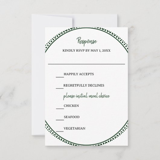 Emerald Elegance Wedding RSVP Card (Vorderseite)