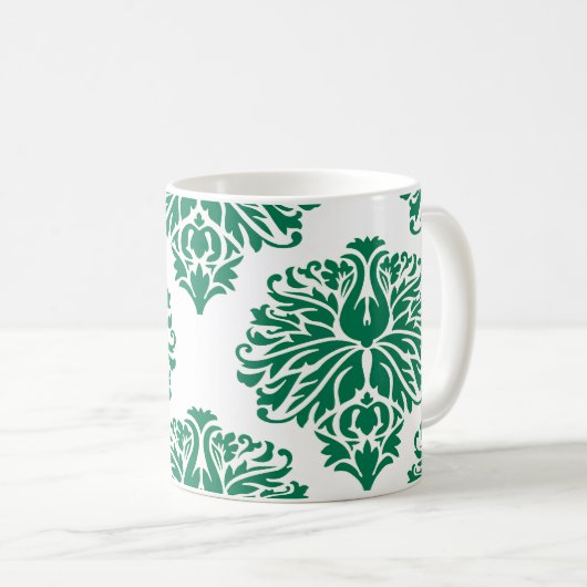 Emerald Elegant Damask Tasse (VorderseiteRechts)