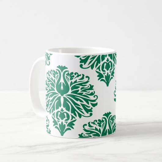Emerald Elegant Damask Tasse (Vorderseite Links)