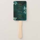 Emerald Elegant Eucalyptus Wedding Program Fächer<br><div class="desc">Emerald Elegant Eucalyptus Wedding Program Hand Fan, grüne Blätter mit modernem Goldskript-Cover auf der dunklen smaragdgrünen Marmoragate-Basis, sieht luxuriös aus. Vollständig anpassbar. Besuchen Sie meinen Laden, um mehr Hochzeitszeug für dieses Design zu sehen! Für weitere Anpassungen klicken Sie bitte auf den Link "Weitere Anpassung" und verwenden Sie unser Design-Tool, um...</div>