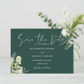 Emerald Elegant Greenery Foto Hochzeit Save The Date (Stehend Vorderseite)