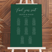 Emerald Elegant Script 8 Table Seating Chart