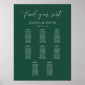 Emerald Elegant Script 8 Table Seating Chart Poster (Vorne)