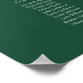 Emerald Elegant Script 9 Table Seating Chart Poster (Ecke)