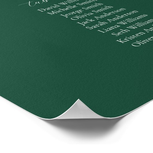 Emerald Elegant Script 9 Table Seating Chart Poster (Ecke)