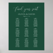 Emerald Elegant Script 9 Table Seating Chart Poster (Vorne)