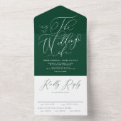 Emerald Elegant Whimsical Calligraphy Wedding All In One Einladung (Innen Boden)