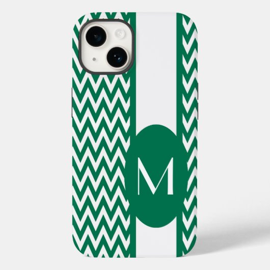Emerald Elegant Zickzack Design mit Monogramm Case-Mate iPhone Hülle (Rückseite)