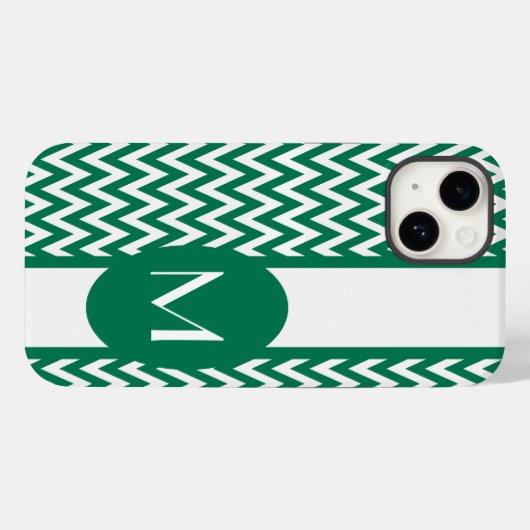 Emerald Elegant Zickzack Design mit Monogramm Case-Mate iPhone Hülle (Rückseite (Horizontal))