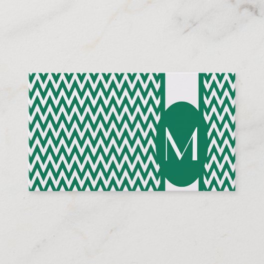 Emerald Elegant Zickzack Monogram Business Card Visitenkarte (Vorderseite)