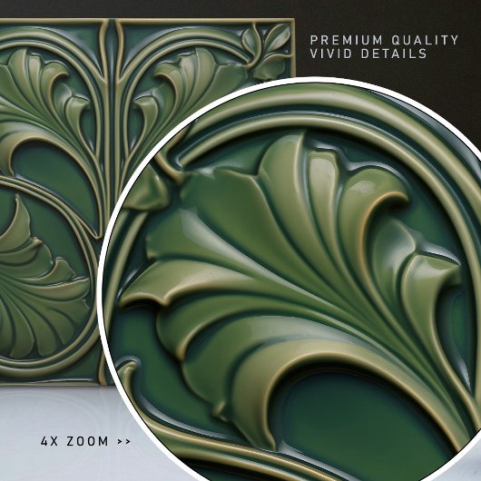 Emerald Elegante Art Nouveau Keramik Tile Fliese