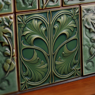 Emerald Elegante Art Nouveau Keramik Tile Fliese