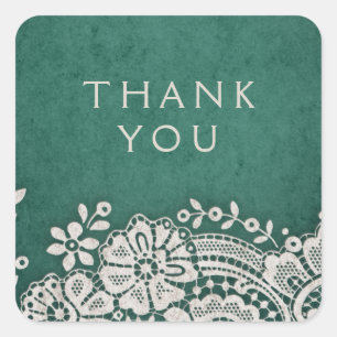 Emerald elegante Vintage Spitze rustikale Gastgesc Quadratischer Aufkleber