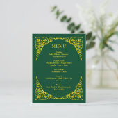 Emerald-Eleganz-Hochzeitsmenü Begleitkarte (Stehend Vorderseite)