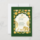 Emerald Elfeny Marigold Hindu Wedding RSVP Karte (Vorderseite)