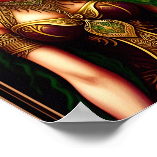 Emerald Enchantress: Eine 3D-Königin mit grünen Kl Poster (Ecke)