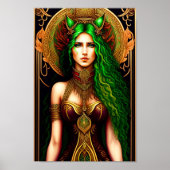 Emerald Enchantress: Eine 3D-Königin mit grünen Kl Poster (Vorne)