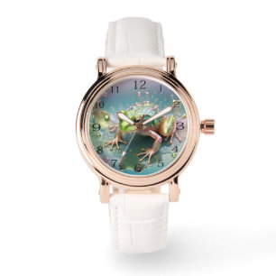 "Emerald Essence: Green Frog in Fraktal Art" Armbanduhr