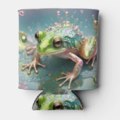"Emerald Essence: Green Frog in Fraktal Art" Dosenkühler (Vorderseite)