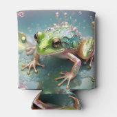 "Emerald Essence: Green Frog in Fraktal Art" Dosenkühler (Rückseite)
