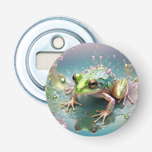 "Emerald Essence: Green Frog in Fraktal Art" Flaschenöffner