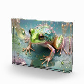 "Emerald Essence: Green Frog in Fraktal Art" Fotoblock (Rechts)