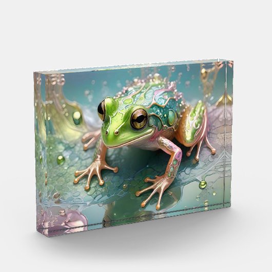 "Emerald Essence: Green Frog in Fraktal Art" Fotoblock (Links)