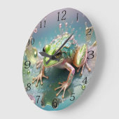 "Emerald Essence: Green Frog in Fraktal Art" Große Wanduhr (Winkel)