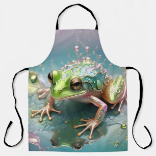 "Emerald Essence: Green Frog in Fraktal Art" Schürze