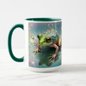 "Emerald Essence: Green Frog in Fraktal Art" Tasse (Links)