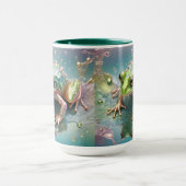 "Emerald Essence: Green Frog in Fraktal Art" Tasse (Zentrum)