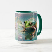 "Emerald Essence: Green Frog in Fraktal Art" Tasse (VorderseiteRechts)