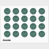 Emerald-Et-Zeichen-Hochzeit | Monogramm Runder Aufkleber (Blatt)