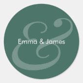 Emerald-Et-Zeichen-Hochzeit | Monogramm Runder Aufkleber (Vorderseite)