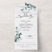 Emerald Eucalyptus Greenery Botanical Wedding RSVP All In One Einladung (Innen Boden)