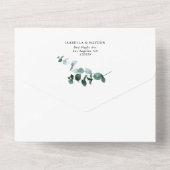 Emerald Eucalyptus Greenery Botanical Wedding RSVP All In One Einladung (Rückseite)