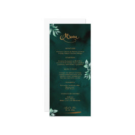Emerald Eucalyptus Greenery Elegante Script Weddin Menükarte