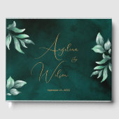 Emerald Eucalyptus Greenery Gold Script Wedding Gästebuch (Vorderseite)