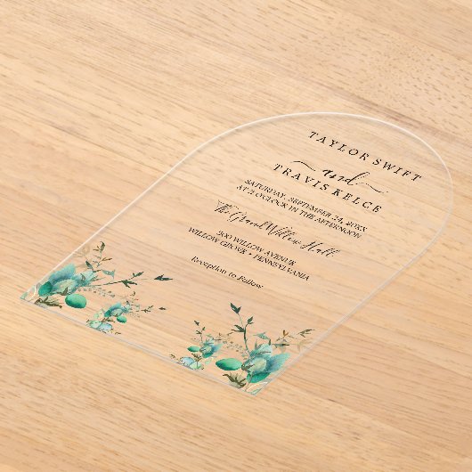 Emerald Eucalyptus Mountain Wedding Einladung (Ablage )