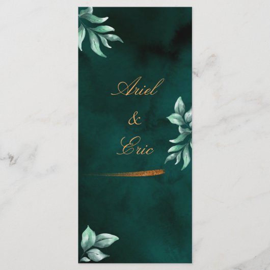 Emerald Eucalyptus Script Schriftart Wedding Programm (Vorderseite)