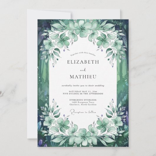 Emerald-Eukalyptus-Hochzeit Einladung (Vorderseite)