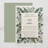Emerald-Eukalyptus-Kranz-Hochzeit Einladung (Vorne/Hinten)