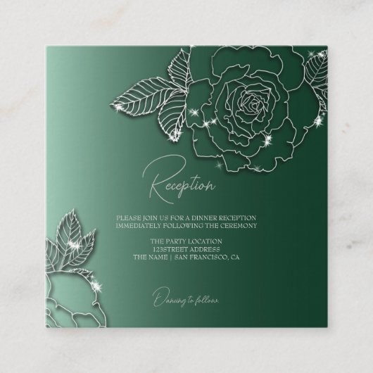 Emerald Evergreen Silver Elegante Wedding Begleitkarte (Vorderseite)