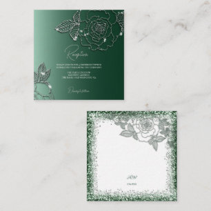 Emerald Evergreen Silver Elegante Wedding Begleitkarte