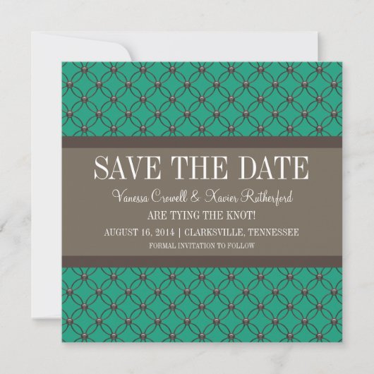 Emerald Extravagant Lattice Save the Date einladen (Vorderseite)