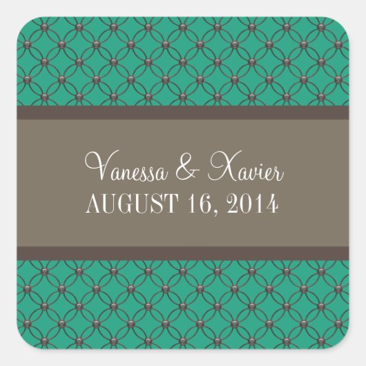 Emerald Extravagant Lattice Wedding Stickers (Vorderseite)